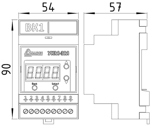 Размеры устройства контроля микроклимата УКМ-3М1