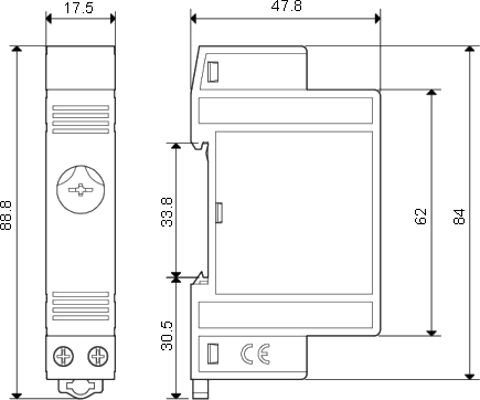 ET-103 bimetallic thermostat dimensions