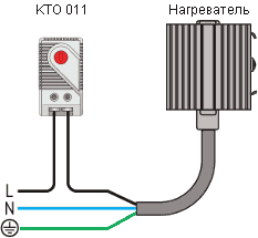 Example of KTO1140.0-00 thermostat typical connection