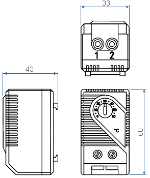 Dimensions of KTS 01141 thermostat