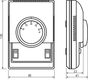 NTL-001F wall-mounted thermostat dimensions
