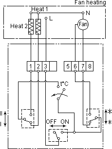 Wiring diagram of wall-mounted thermostat NTL-002