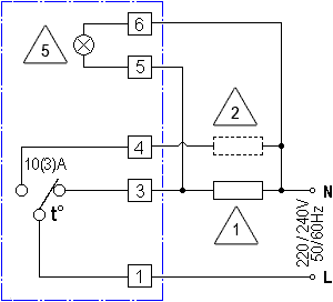 Circuit of thermostat T6360A with indicator