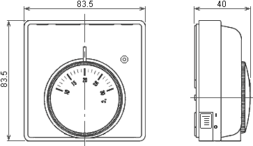 Wall-mounted thermostat T6360D dimensions