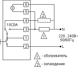 Electrical circuit of the thermostat T6360C1