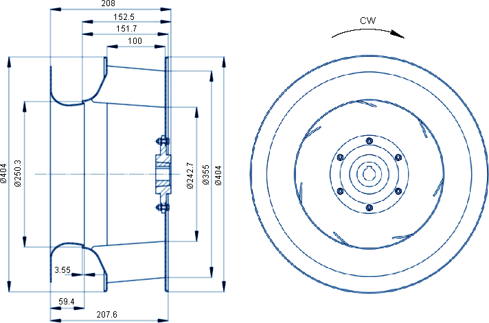 Dimensions of the wheel D classic SWL 355R Punker