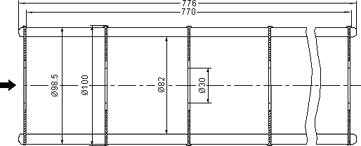 Cross-flow fan wheel Q100x770R - 2501100180 dimensions