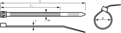 Размеры кабельной стяжки T-WS-46/245 BK