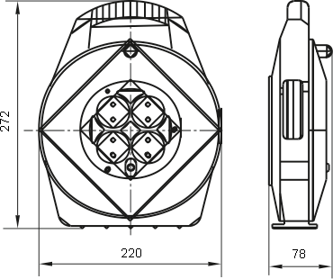 Размеры силового удлинителя УК10 серии Industrial IEK