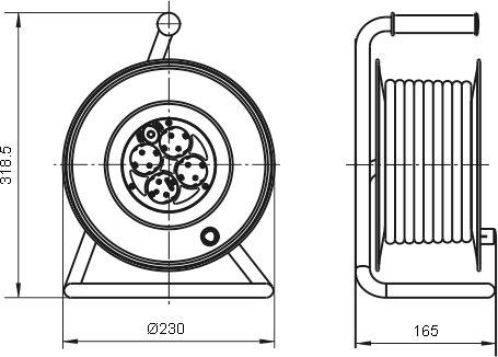 Размеры силового удлинителя УК30 серии Industrial IEK