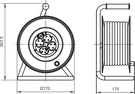 Размеры силового удлинителя УК40 серии Garden IEK