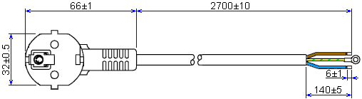 power cord PVC-VP 2x1+1x1 RAL 9016